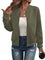 Women's Textured Bomber Jacket in Olive Green