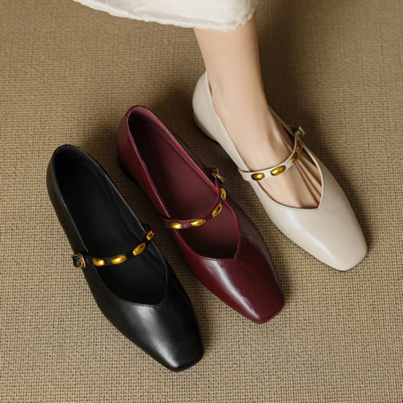 Women's Leather Square-Toe Mary Janes, photo 7