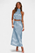 Two-Piece Draped Halter Neck Set with Open Back Design in Light Blue