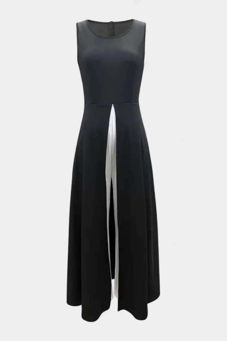 Two-Tone Sleeveless Layered Long Set with Flared Pants, photo 7