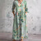 Floral V-Neck Summer Maxi Dress in Mint Green