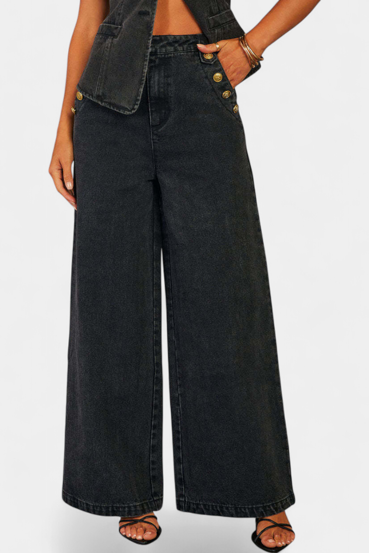 Fitted Sleeveless Jacket & Wide-Leg Jeans, photo 4