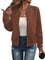 Women's Textured Bomber Jacket in Brown