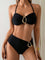 Metal Buckle Suspender Bikini Two-Piece in Black