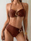 Metal Buckle Suspender Bikini Two-Piece in Brown