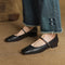 Women's Woven Square-Toe Mary Jane Flats in Black