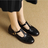 Women's Two-Tone Wingtip T-Strap Shoes, photo 2