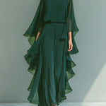 Women's Elegant Flowing Evening Jumpsuit in Green