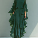 Women's Elegant Flowing Evening Jumpsuit in Green