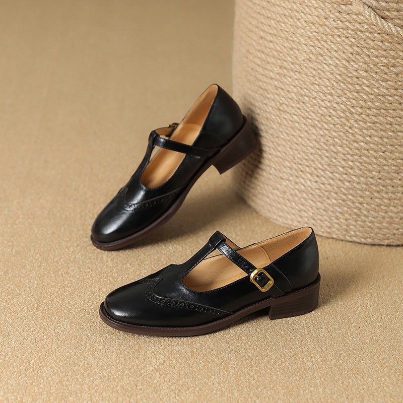 Women's Two-Tone Wingtip T-Strap Shoes, photo 6