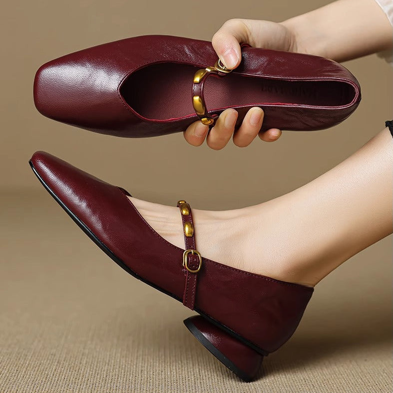 Women's Leather Square-Toe Mary Janes, photo 4