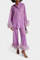 Long Sleeve Blouse & Casual Pants Set with Feather Necklace in Purple