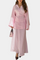 Women's V-Neck Top and Slit Skirt Ensemble in Pink