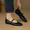 Women's Leather Mary Jane Ballet Flats in Black