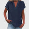 Women's Comfortable V-Neck Blouse in Navy Blue