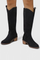 Suede Western Boots with Stitch Detail in Black