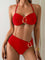Metal Buckle Suspender Bikini Two-Piece in Red