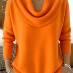Women's Cowl Neck Sweater in Orange