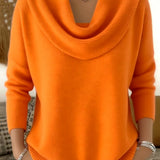 Women's Cowl Neck Sweater in Orange