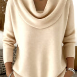 Women's Cowl Neck Sweater in Beige