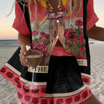 Women's Tarot Print Two-Piece Summer Set