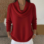 Women's Cowl Neck Sweater in Red