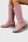 Suede Western Boots with Stitch Detail in Pink
