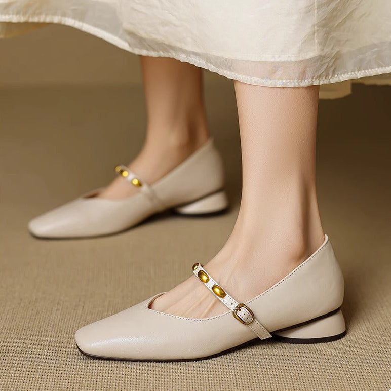 Women's Leather Square-Toe Mary Janes, photo 11