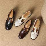 Women's Two-Tone Wingtip T-Strap Shoes, photo 9