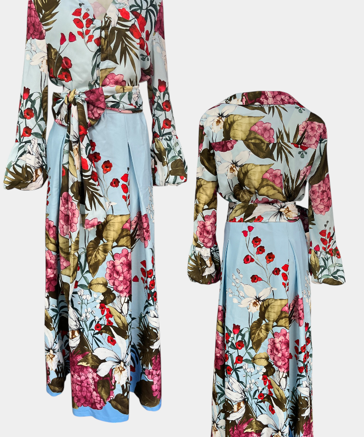 Women's Belted Shirt and Palazzo Pants