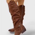 Retro High Boots, Vintage Silhouette in Dark Brown