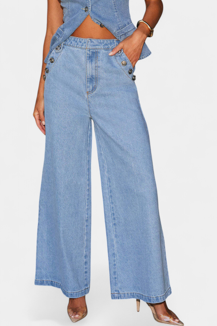 Fitted Sleeveless Jacket & Wide-Leg Jeans, photo 9
