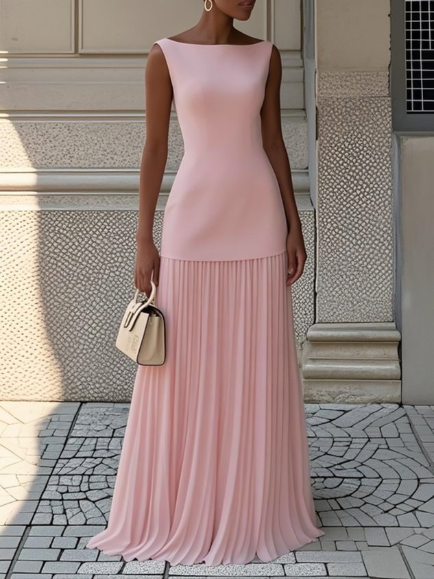 Brela Elegant Maxi Dress in Pink