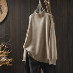 Women's Chunky Turtleneck Sweater in Beige