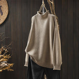 Women's Chunky Turtleneck Sweater in Beige