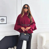 Women's Cozy High Neck Buttoned Coat in Burgundy
