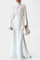Women's V-Neck Top and Slit Skirt Ensemble in White