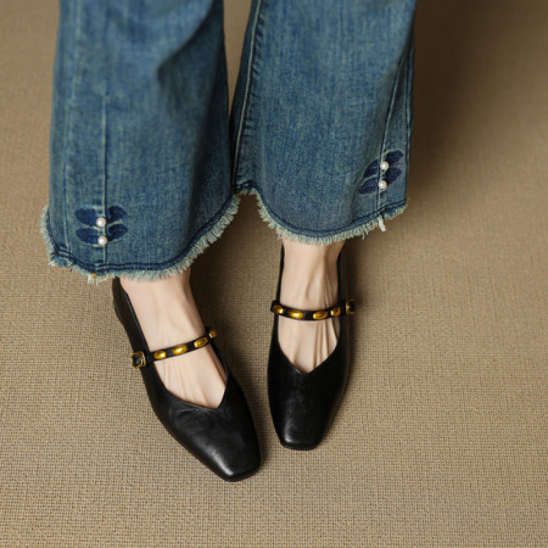 Women's Leather Square-Toe Mary Janes, photo 15