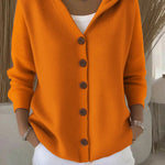 Women's Hooded Knit Cardigan in Orange