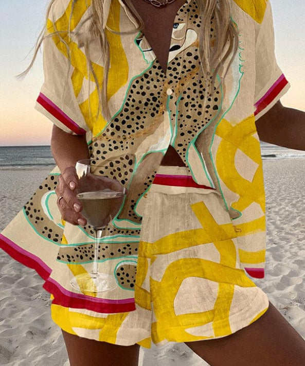 Women's Painted Leopard Two-Piece Summer Set