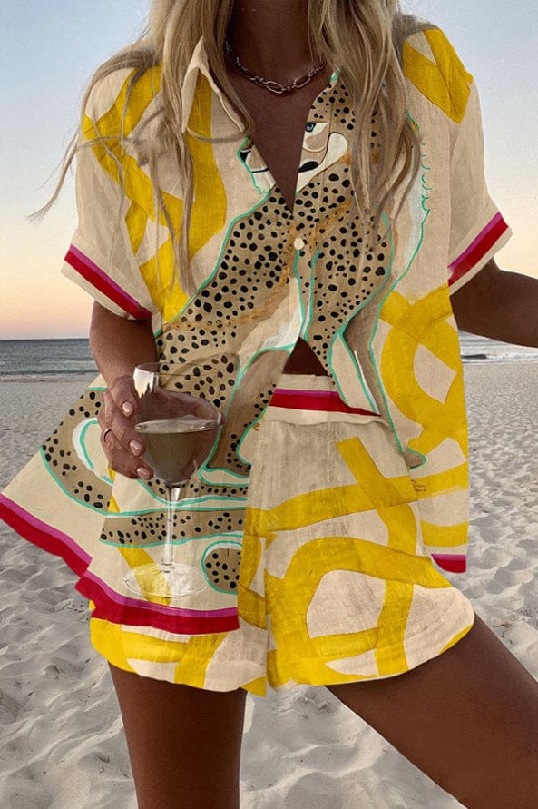 Women's Painted Leopard Two-Piece Summer Set