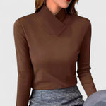 Clair Elegant Mock-Neck Sweater in Brown