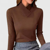 Clair Elegant Mock-Neck Sweater in Brown