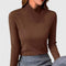 Clair Elegant Mock-Neck Sweater in Brown