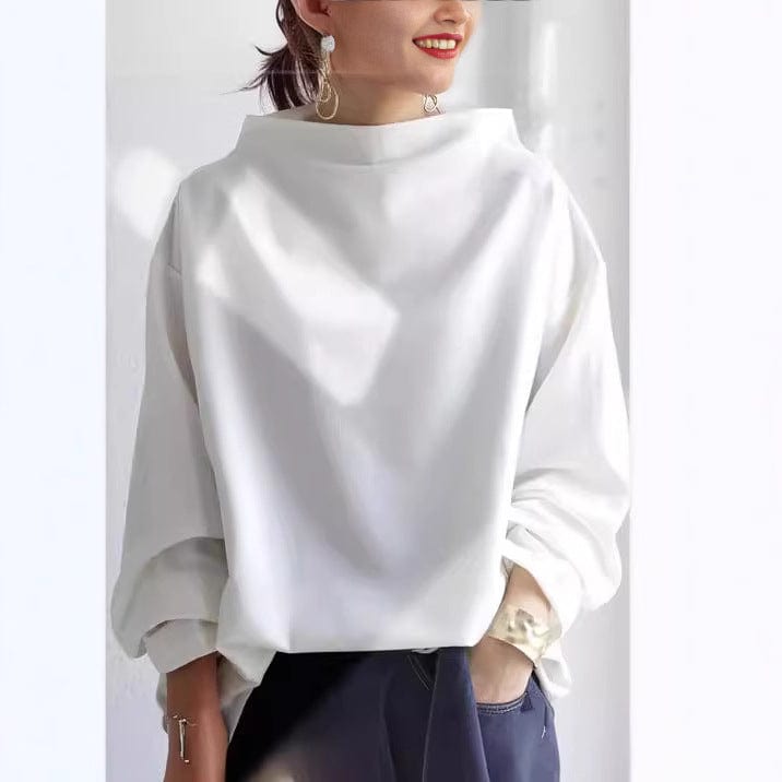 Women's Oversized Mock-Neck Top in White