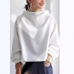 Women's Casual Mock-Neck Top in White