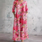 Floral V-Neck Summer Maxi Dress in Fuchsia