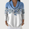 Women's Soft-Neck Floral Top in Blue