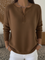 Women's Henley Button-Up Knit Sweater in Warm Brown