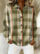 Women's Olive Green Check Cardigan